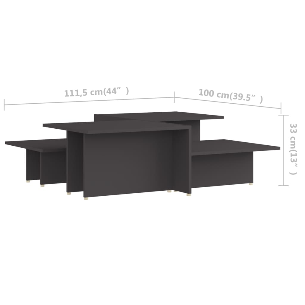 Tables basses 2 pcs Gris 111,5x50x33 cm Bois d'ingénierie - XIOS