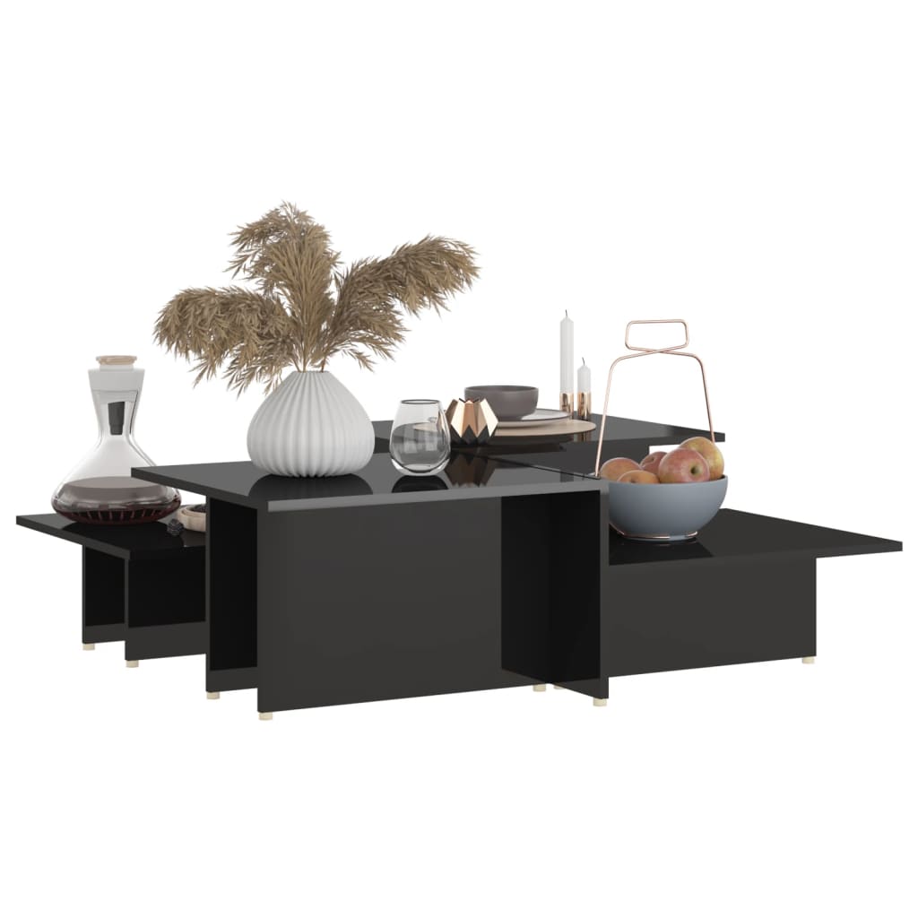 Table basse 2 pcs Noir brillant 111,5x50x33cm Bois d'ingénierie - XIOS