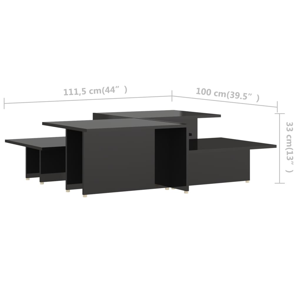 Table basse 2 pcs Noir brillant 111,5x50x33cm Bois d'ingénierie - XIOS