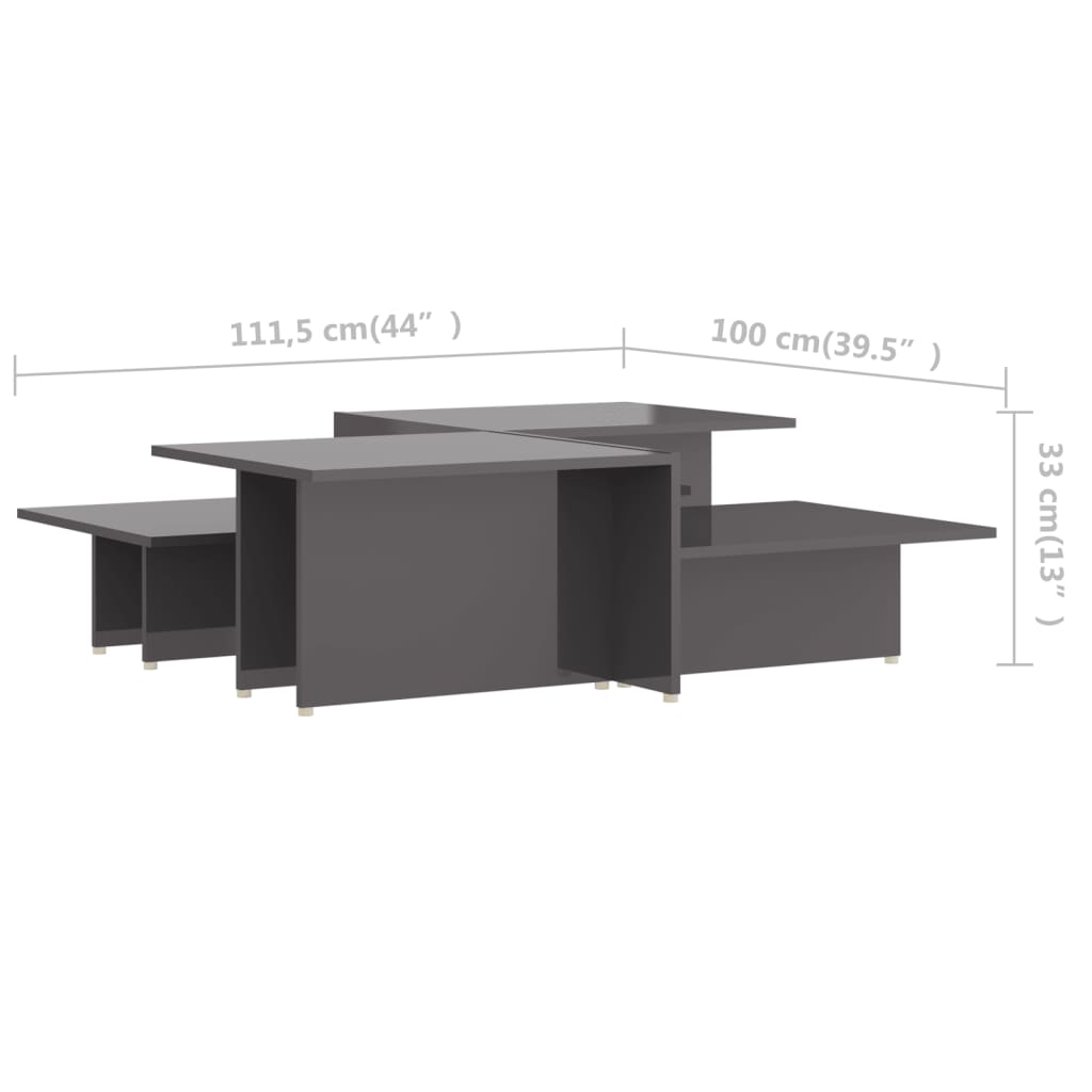 Table basse 2 pcs Gris brillant 111,5x50x33cm Bois d'ingénierie - XIOS