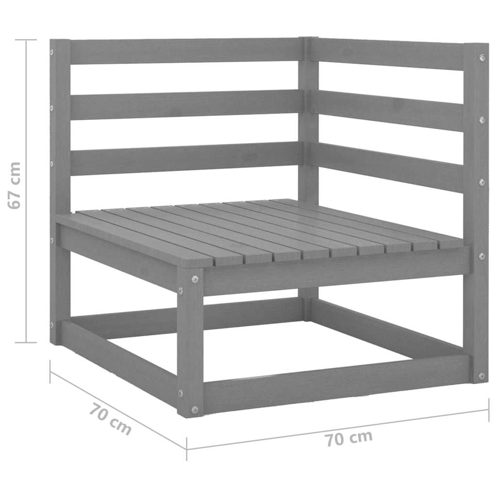 Salon de jardin 2 pcs gris bois de pin massif Éléments pour canapés modulables de jardin vidaXL