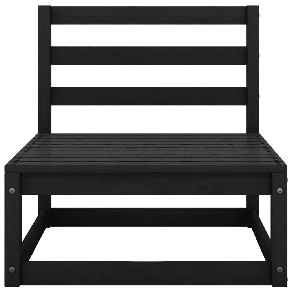 Salon de jardin 3 pcs noir bois de pin massif Éléments pour canapés modulables de jardin vidaXL