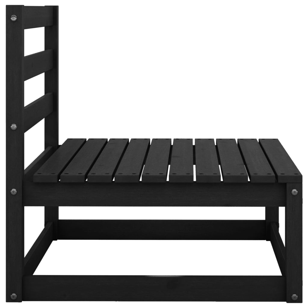 Salon de jardin 3 pcs noir bois de pin massif Éléments pour canapés modulables de jardin vidaXL