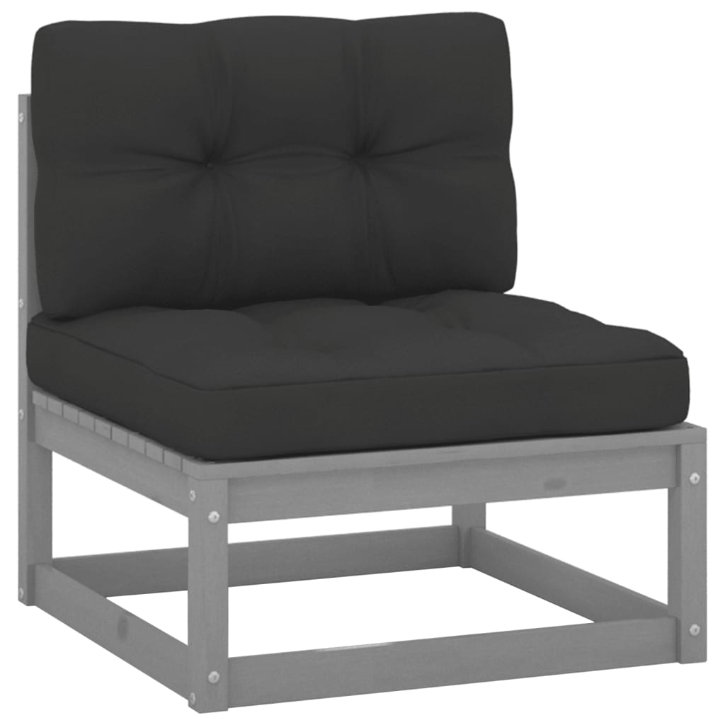Canapé central de jardin avec coussins anthracite Gris Éléments pour canapés modulables de jardin vidaXL