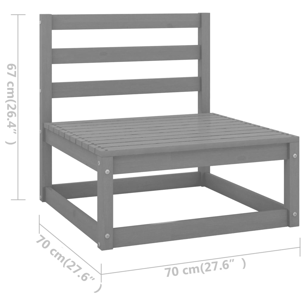 Canapés centraux de jardin coussins2pcs Gris Bois de pin massif Éléments pour canapés modulables de jardin vidaXL
