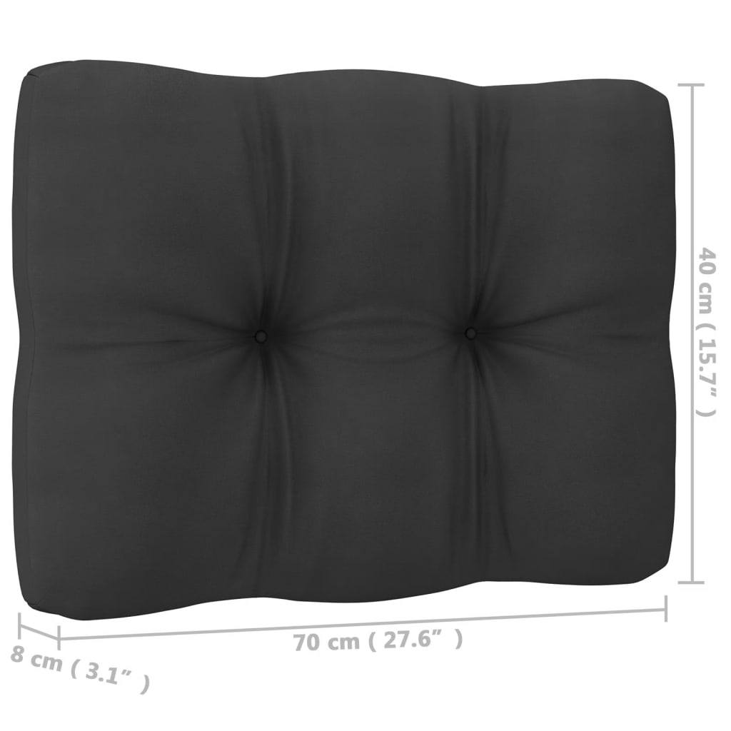 Salon de jardin 3 pcs avec coussins Noir Bois de pin massif Éléments pour canapés modulables de jardin vidaXL