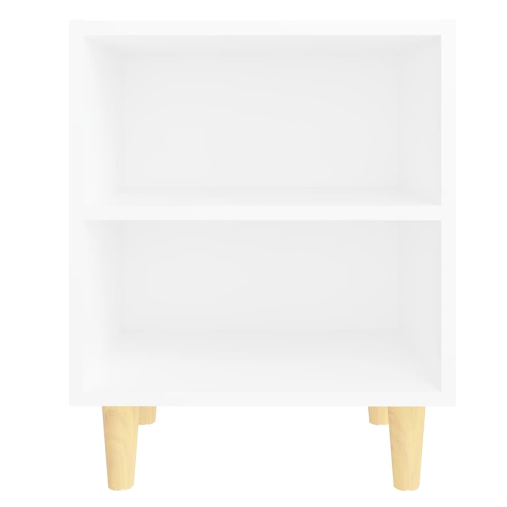 Table de chevet avec pieds en bois massif Blanc 40x30x50 cm - XIOS