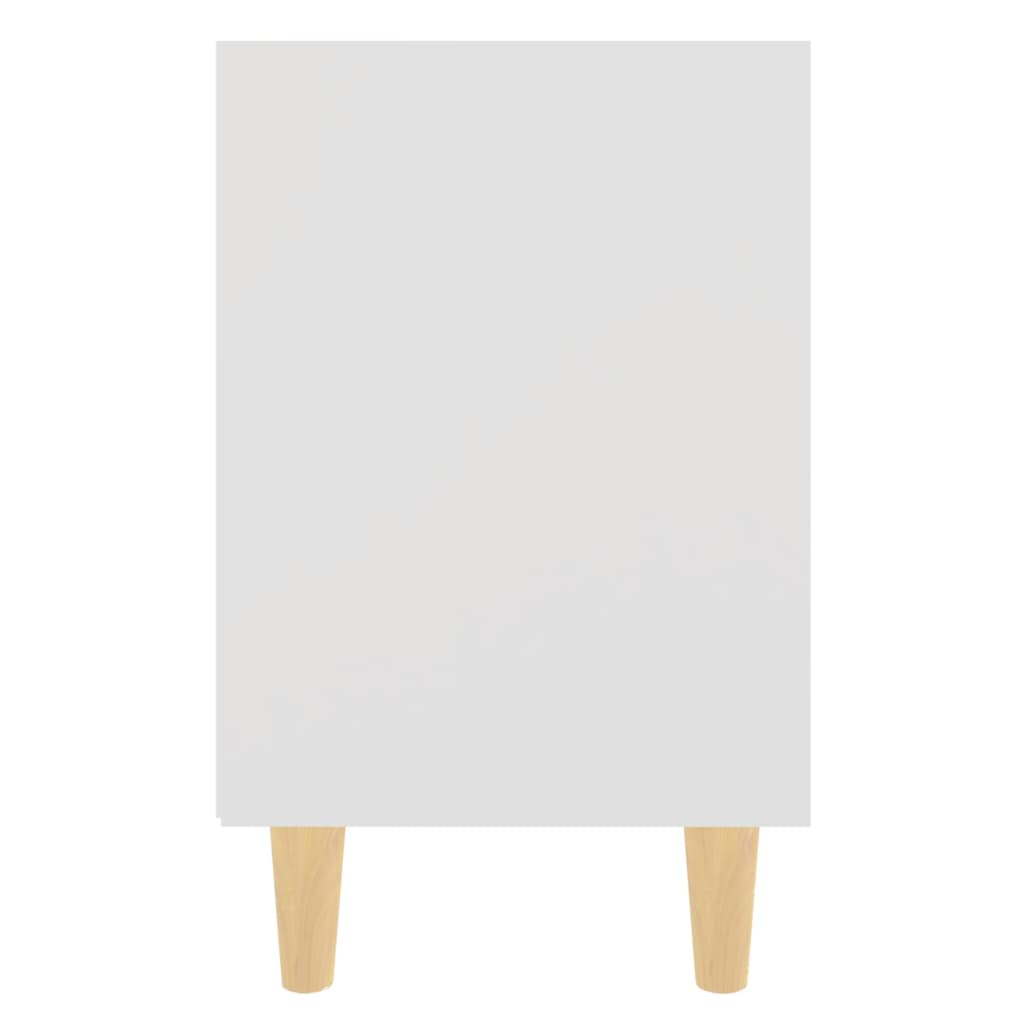 Table de chevet avec pieds en bois massif Blanc 40x30x50 cm - XIOS
