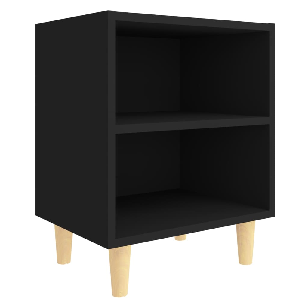 Tables de chevet avec pieds en bois 2 pcs Noir 40x30x50 cm - XIOS