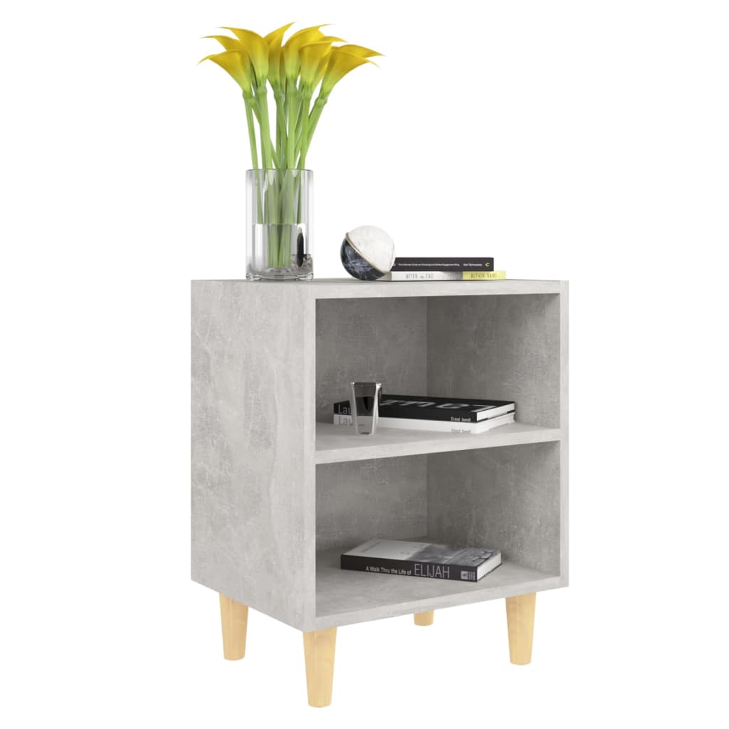 Tables de chevet avec pieds en bois 2 pcs Gris béton 40x30x50cm - XIOS