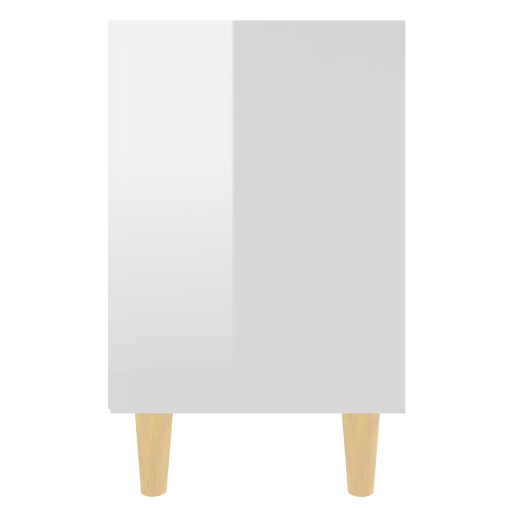 Tables de chevet pieds en bois 2 pcs Blanc brillant 40x30x50 cm - XIOS