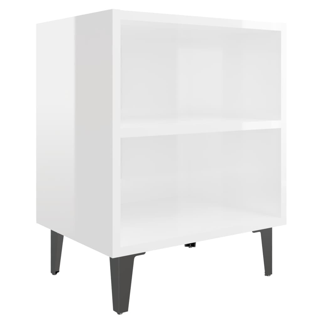 Tables de chevet pieds en métal 2 pcs blanc brillant 40x30x50cm - XIOS