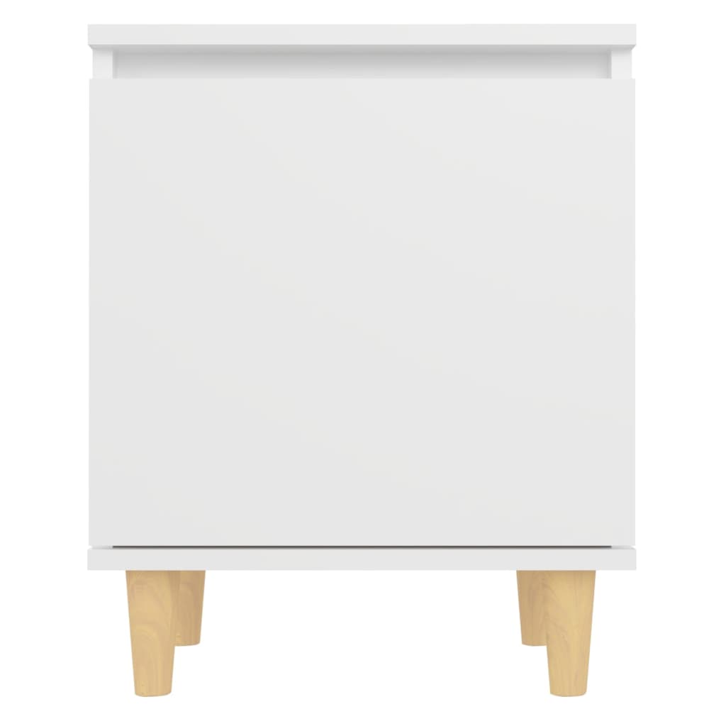 Table de chevet avec pieds en bois massif Blanc 40x30x50 cm - XIOS