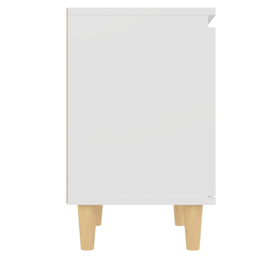 Table de chevet avec pieds en bois massif Blanc 40x30x50 cm - XIOS
