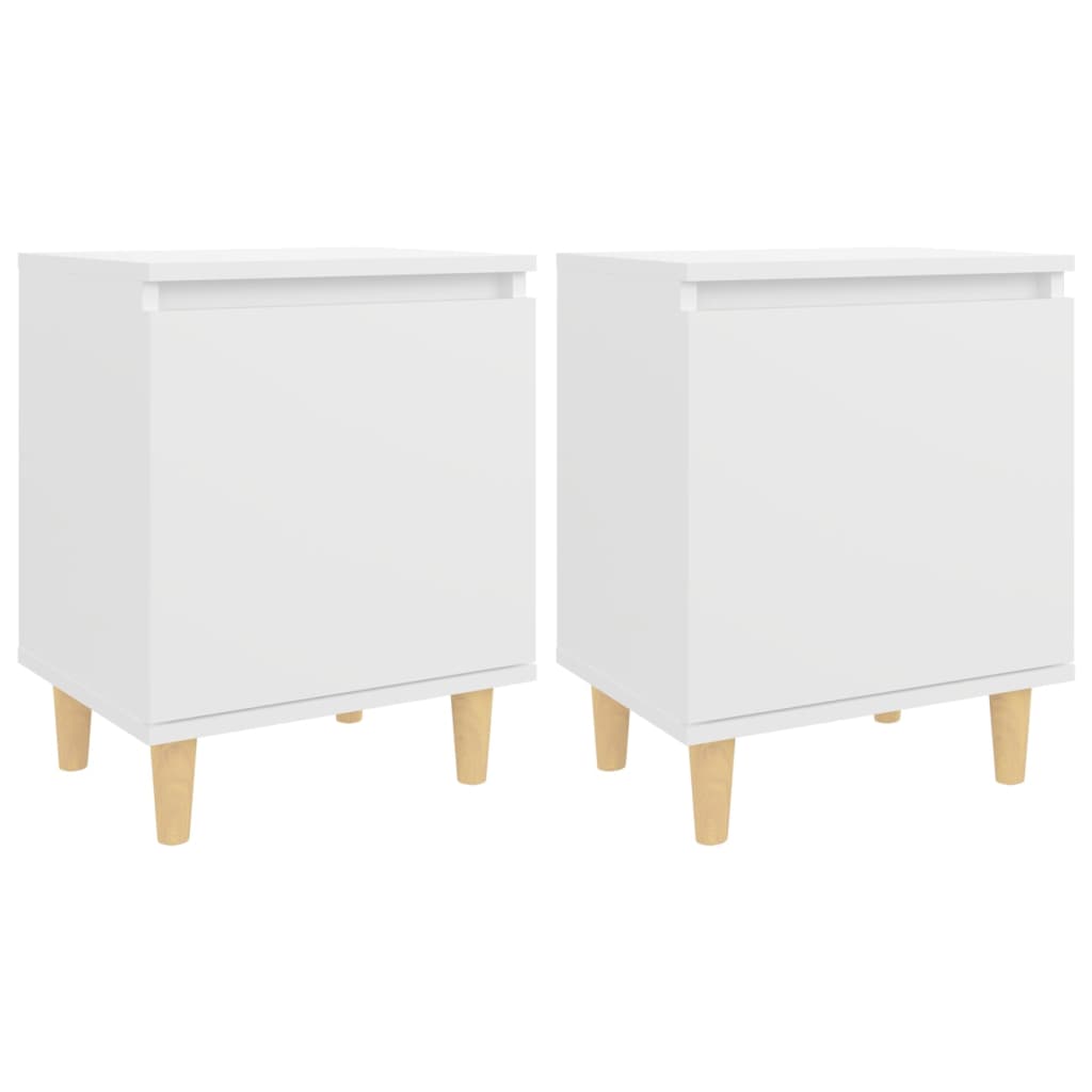 Tables de chevet avec pieds en bois 2 pcs Blanc 40x30x50 cm - XIOS