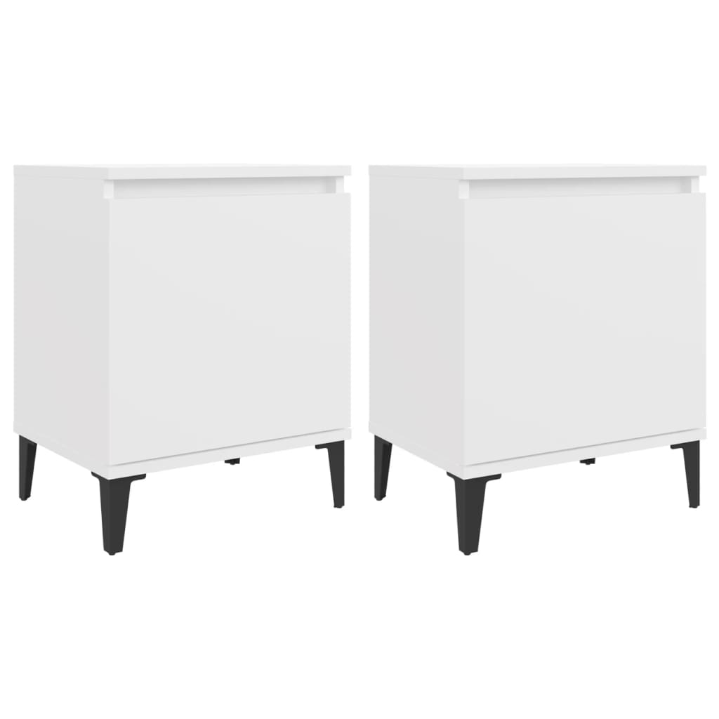 Tables de chevet avec pieds en métal blanc 40x30x50 cm - XIOS