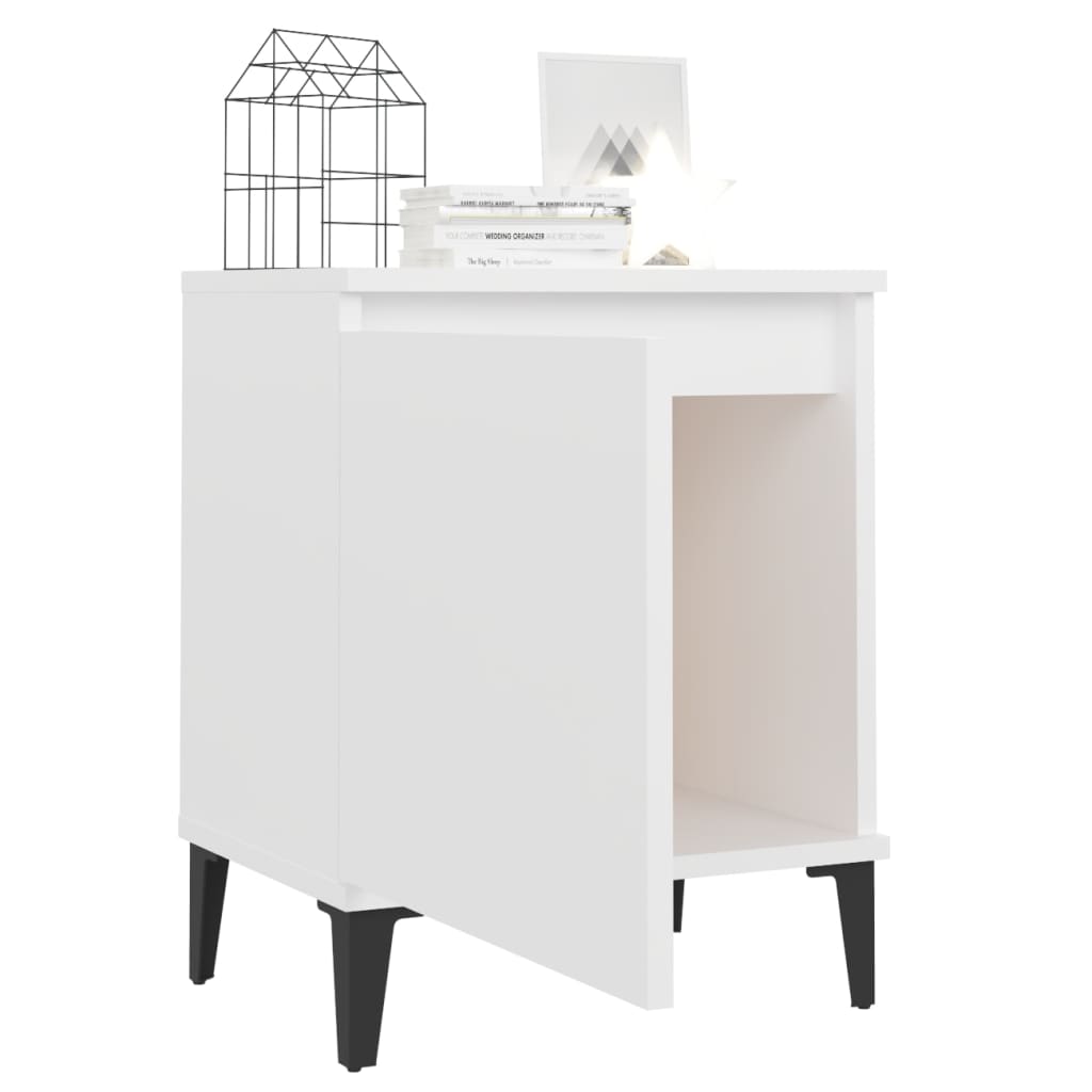 Tables de chevet avec pieds en métal blanc 40x30x50 cm - XIOS