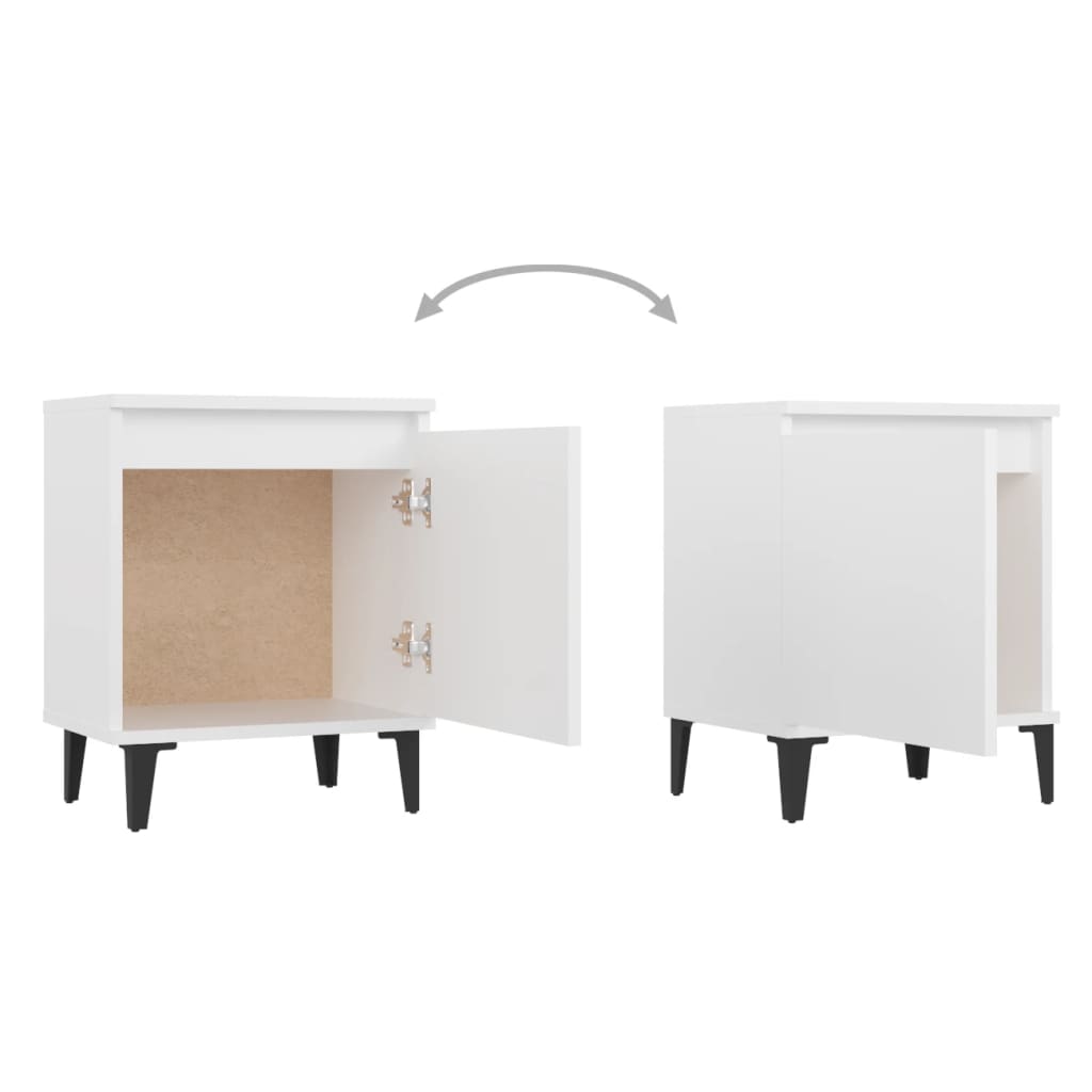 Tables de chevet avec pieds en métal blanc 40x30x50 cm - XIOS