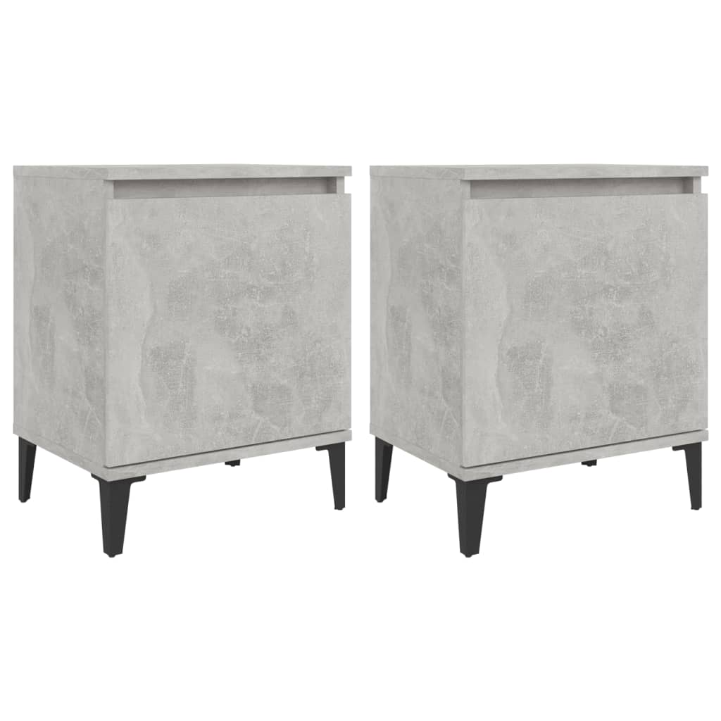 Tables de chevet avec pieds en métal gris béton 40x30x50 cm - XIOS