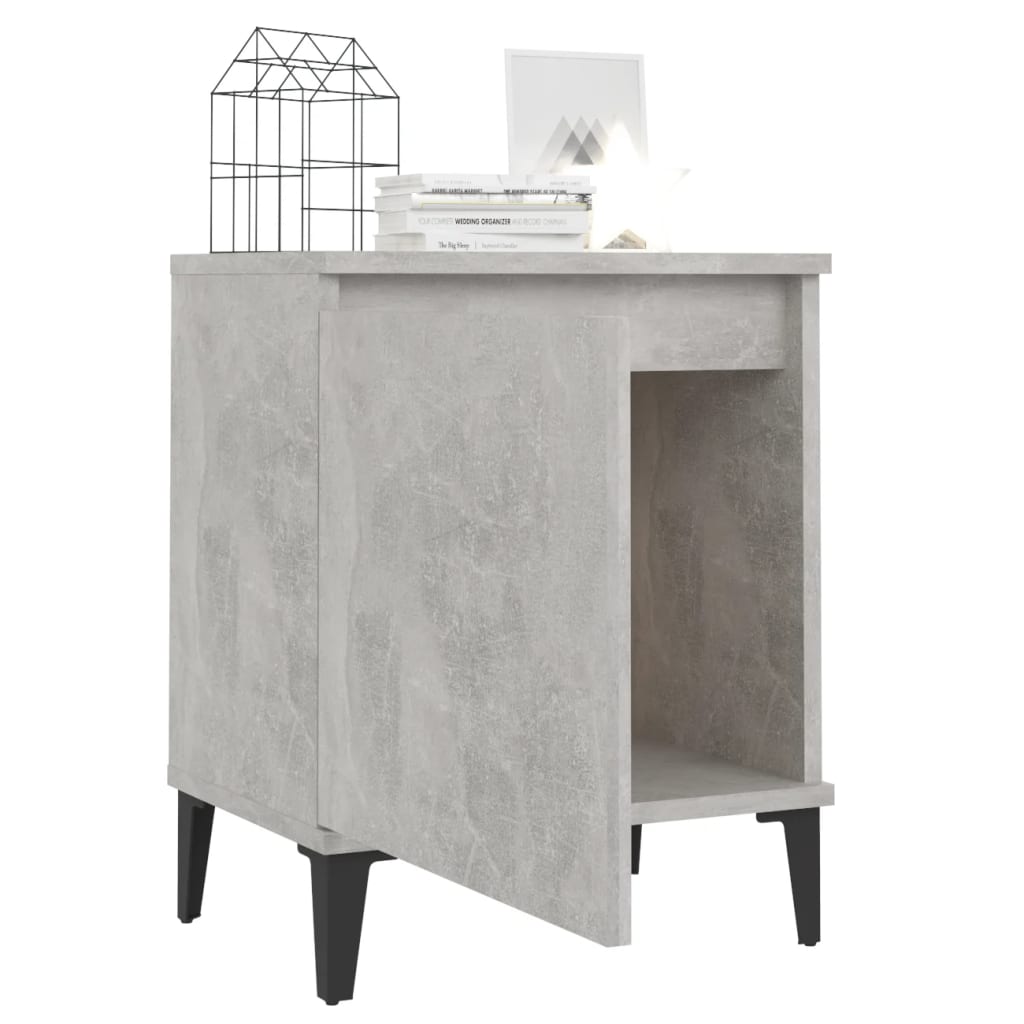 Tables de chevet avec pieds en métal gris béton 40x30x50 cm - XIOS