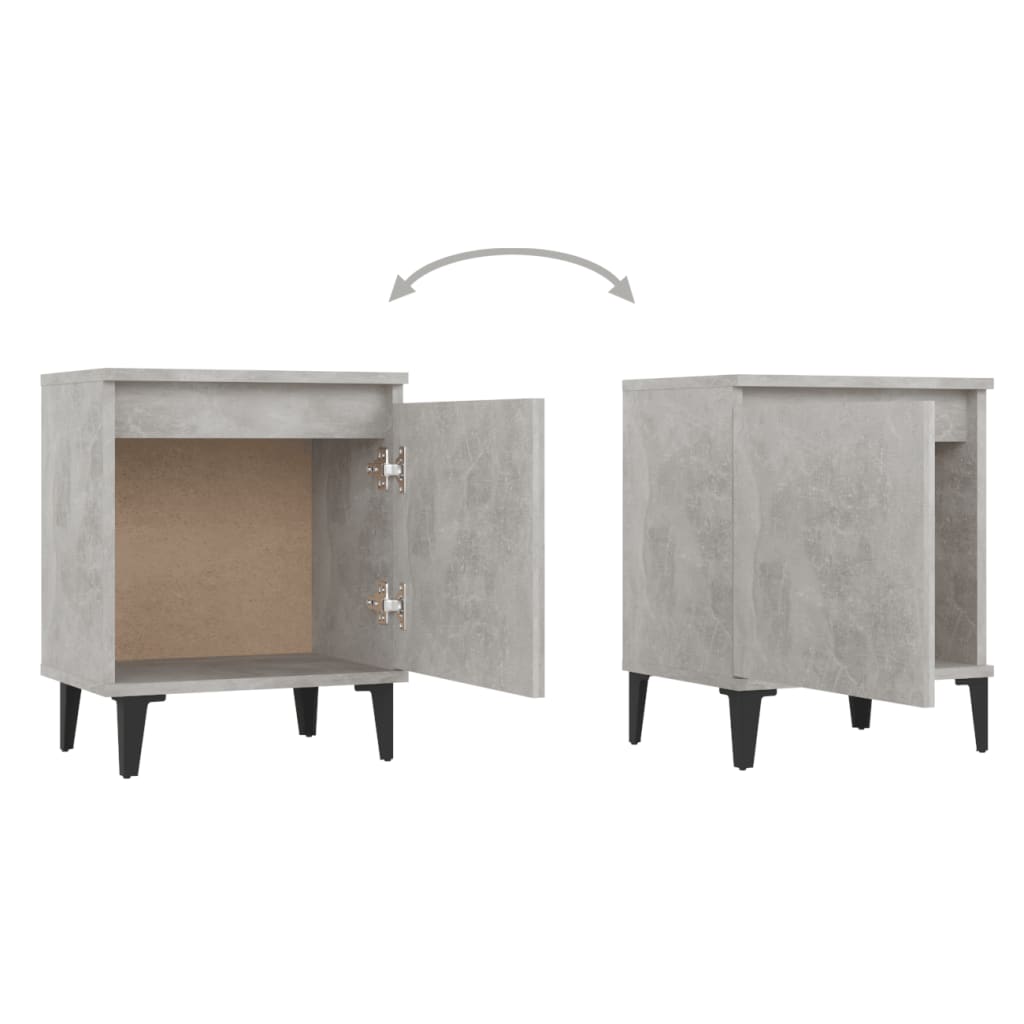 Tables de chevet avec pieds en métal gris béton 40x30x50 cm - XIOS