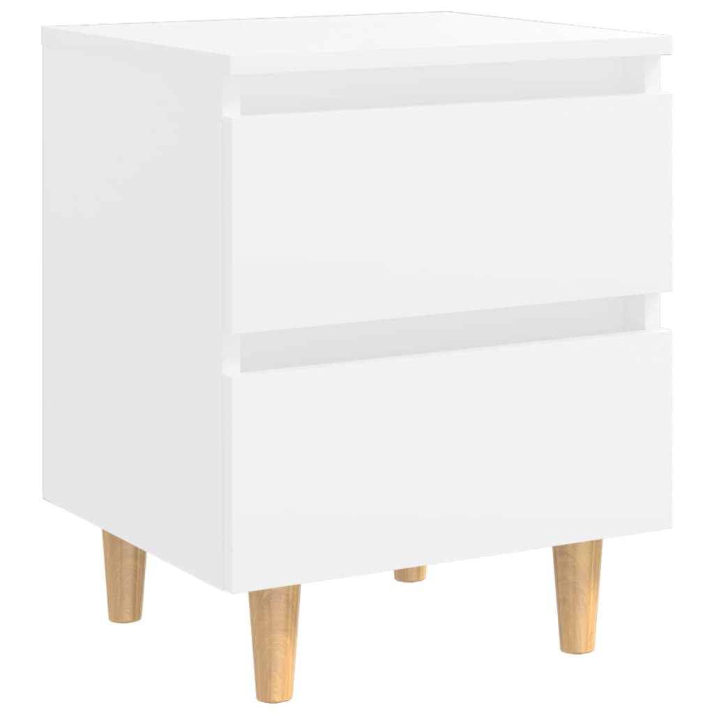 Table de chevet avec pieds en pin Blanc 40x35x50 cm - XIOS
