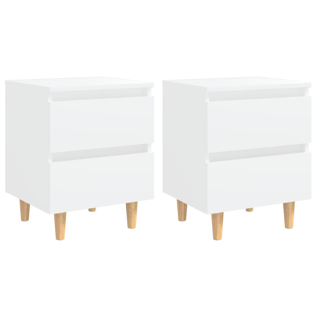 Tables de chevet avec pieds en pin 2 pcs Blanc 40x35x50 cm - XIOS