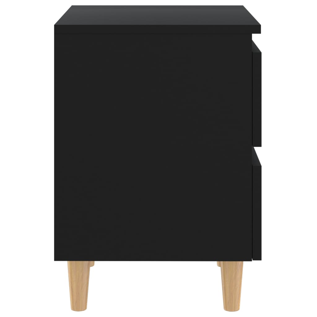 Table de chevet avec pieds en pin Noir 40x35x50 cm - XIOS