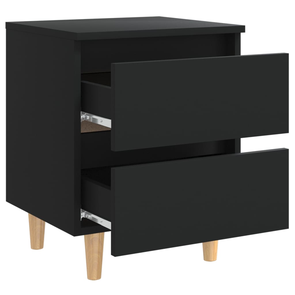 Table de chevet avec pieds en pin Noir 40x35x50 cm - XIOS