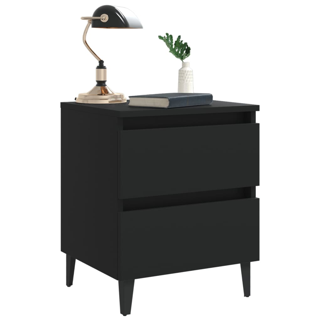 Table de chevet noir 40x35x50 cm bois d'ingénierie - XIOS