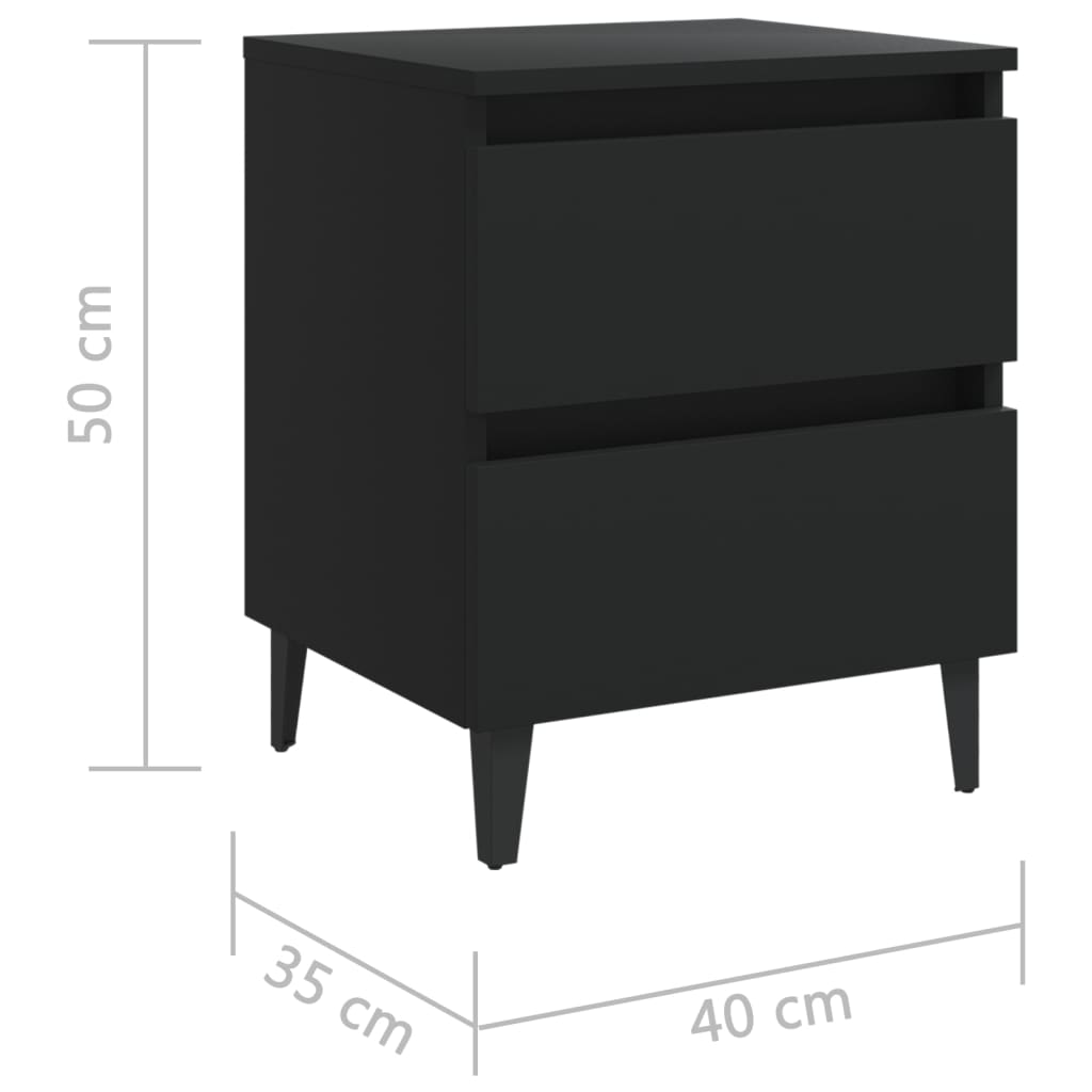 Table de chevet noir 40x35x50 cm bois d'ingénierie - XIOS
