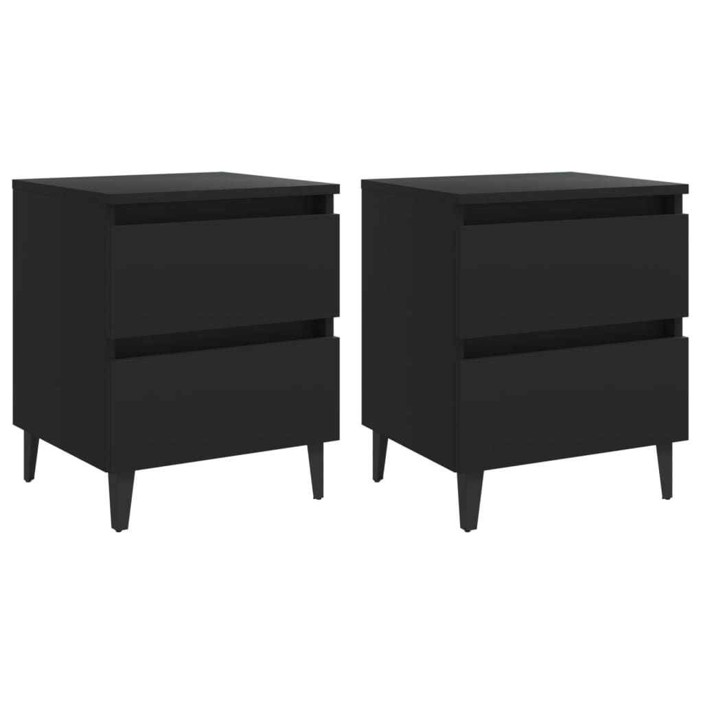 Tables de chevet 2 pcs noir 40x35x50 cm bois d'ingénierie - XIOS