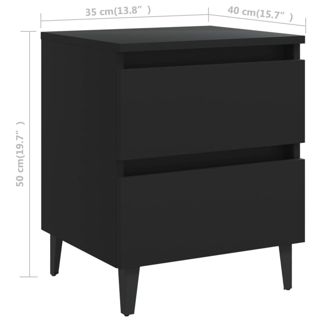 Tables de chevet 2 pcs noir 40x35x50 cm bois d'ingénierie - XIOS