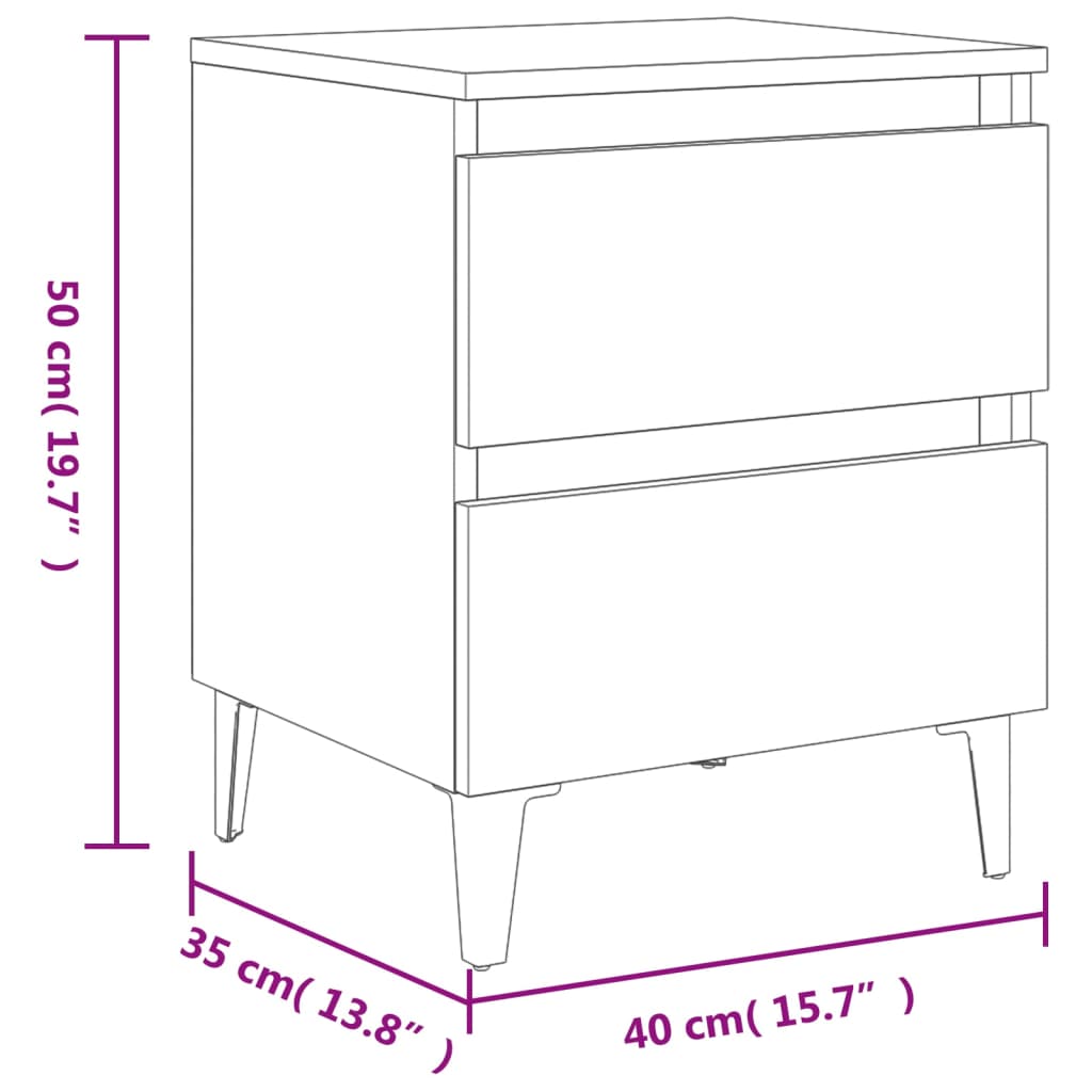 Tables de chevet 2 pcs gris béton 40x35x50 cm bois d'ingénierie - XIOS