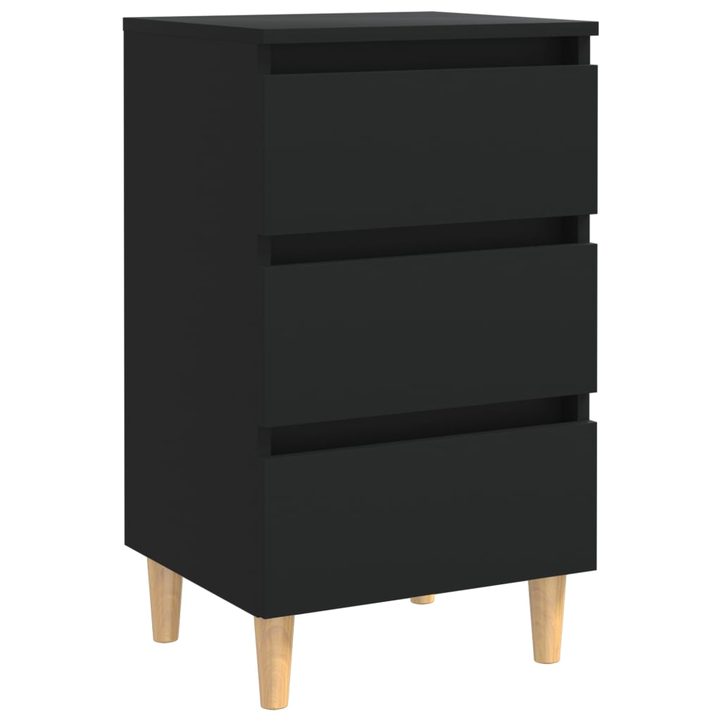Table de chevet avec pieds en bois noir 40x35x69 cm - XIOS