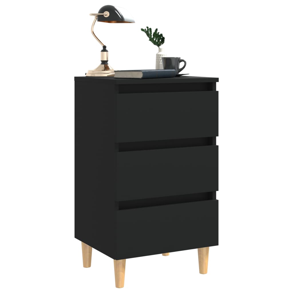 Table de chevet avec pieds en bois noir 40x35x69 cm - XIOS