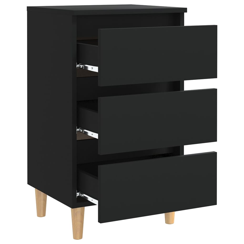 Table de chevet avec pieds en bois noir 40x35x69 cm - XIOS