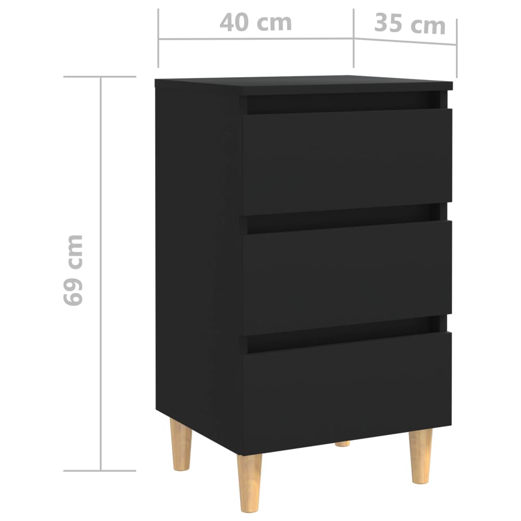 Table de chevet avec pieds en bois noir 40x35x69 cm - XIOS