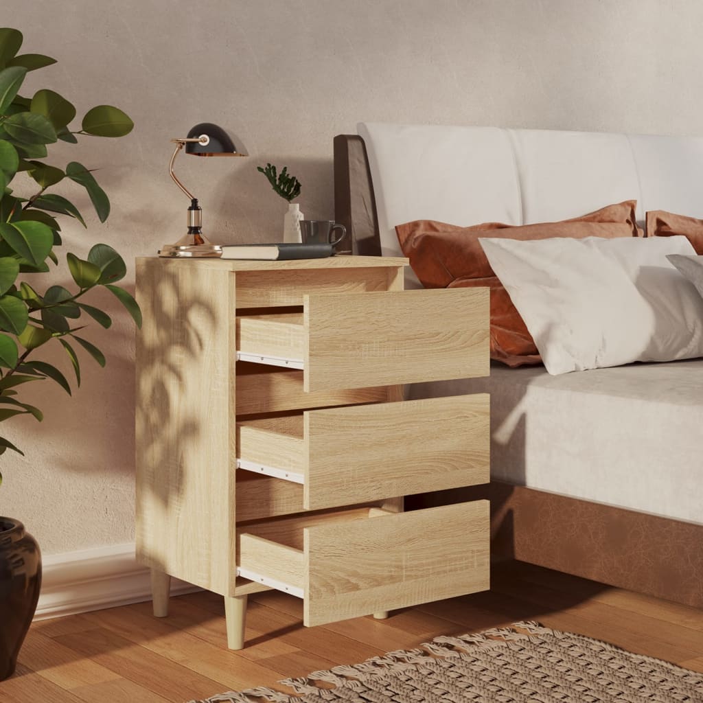 Table de chevet avec pieds en bois chêne sonoma 40x35x69 cm - XIOS