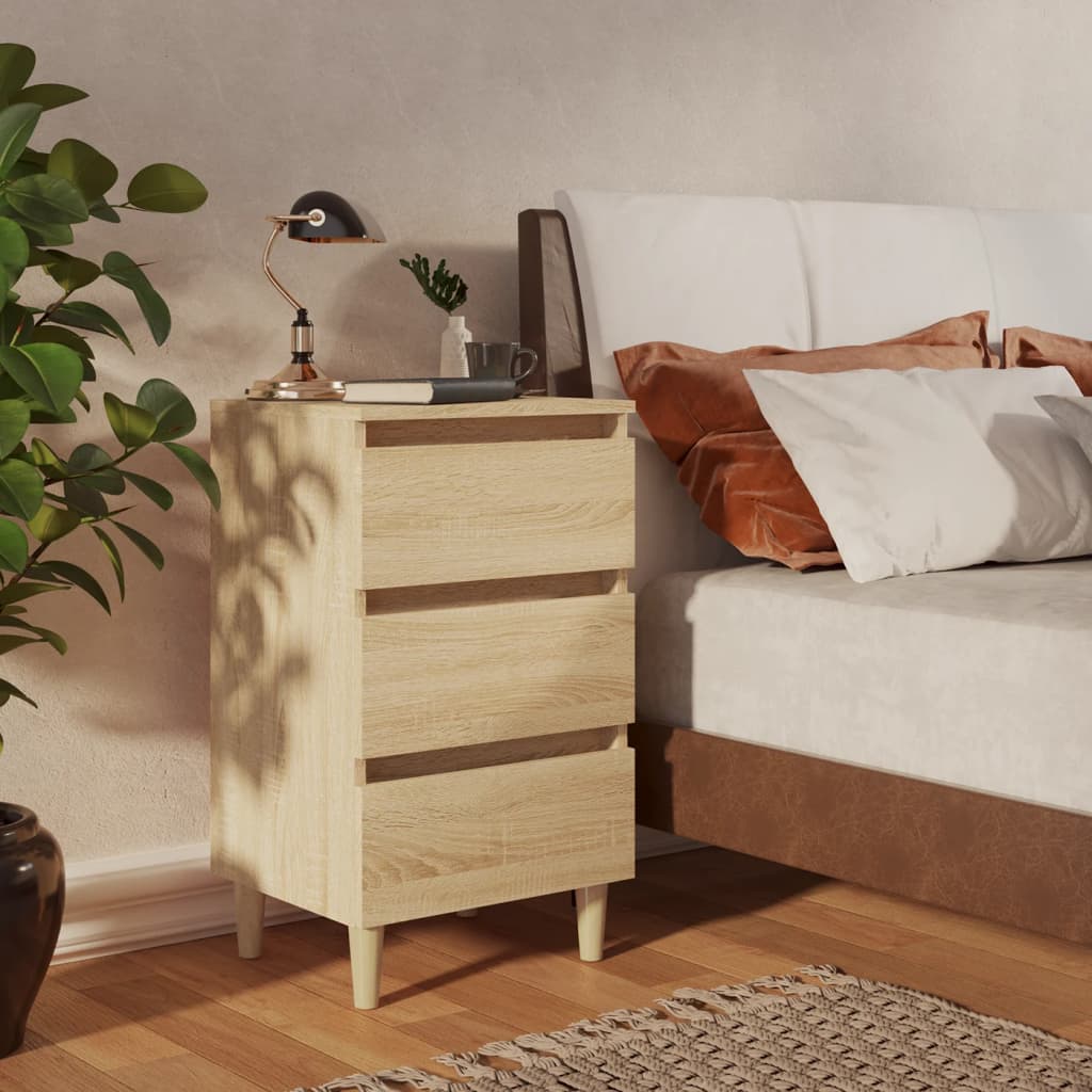 Table de chevet avec pieds en bois chêne sonoma 40x35x69 cm - XIOS