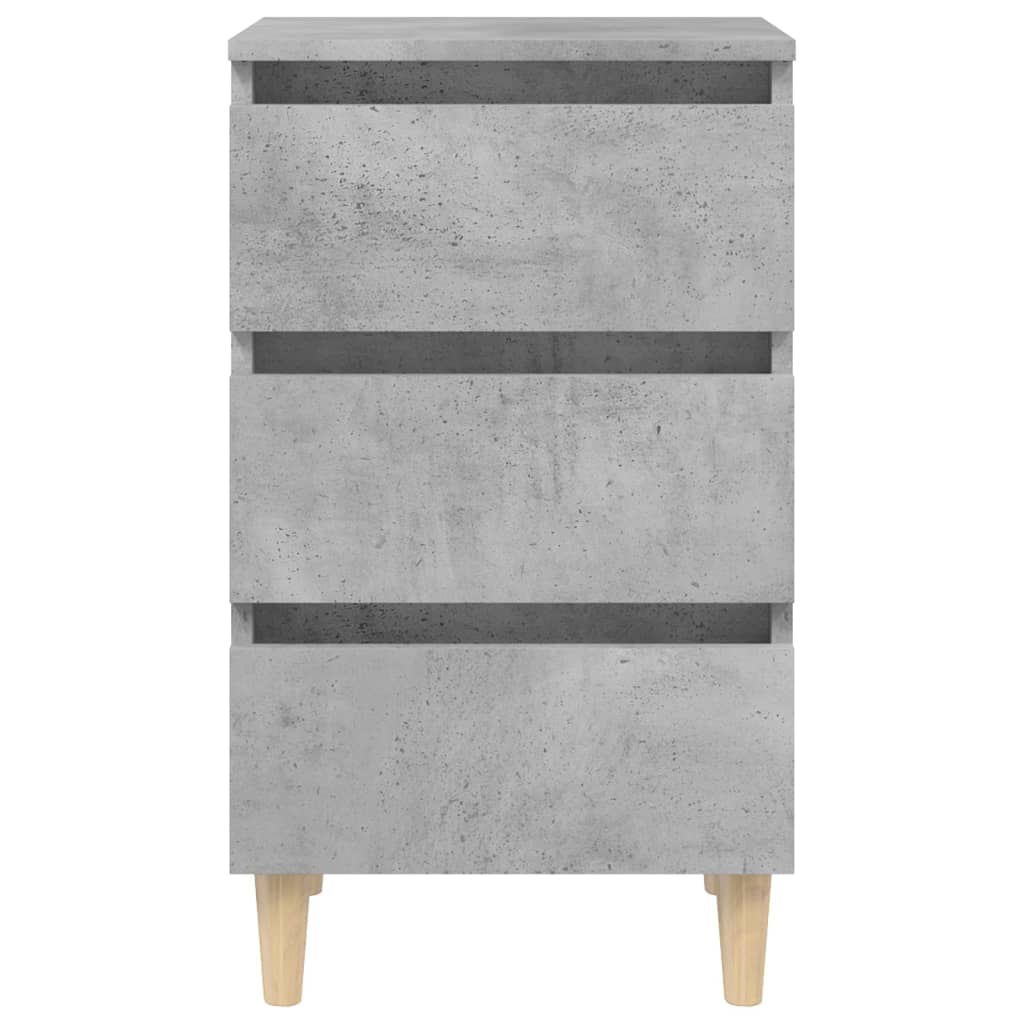 Tables de chevet avec pieds en bois 2 pcs gris béton 40x35x69cm - XIOS