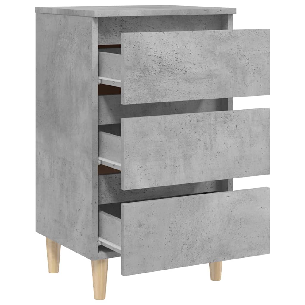 Tables de chevet avec pieds en bois 2 pcs gris béton 40x35x69cm - XIOS