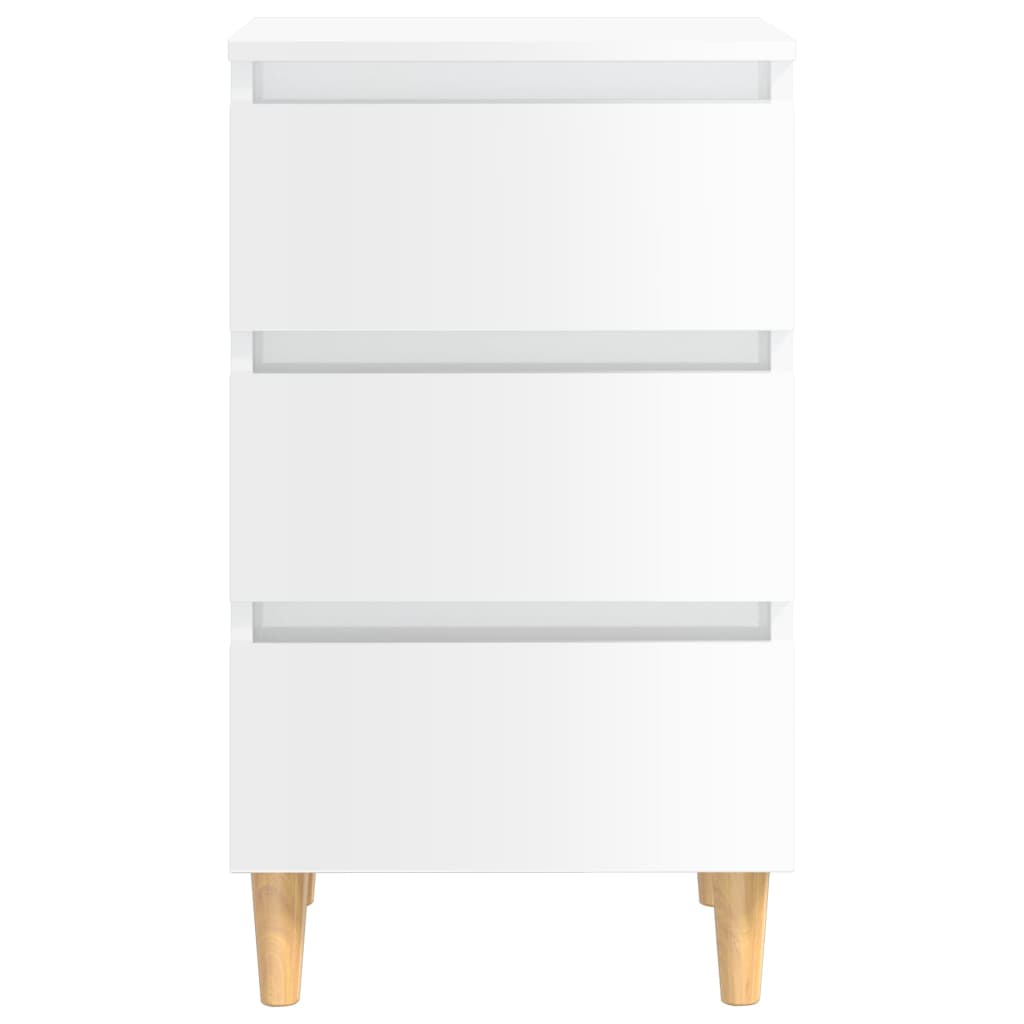 Table de chevet avec pieds en bois blanc brillant 40x35x69 cm - XIOS