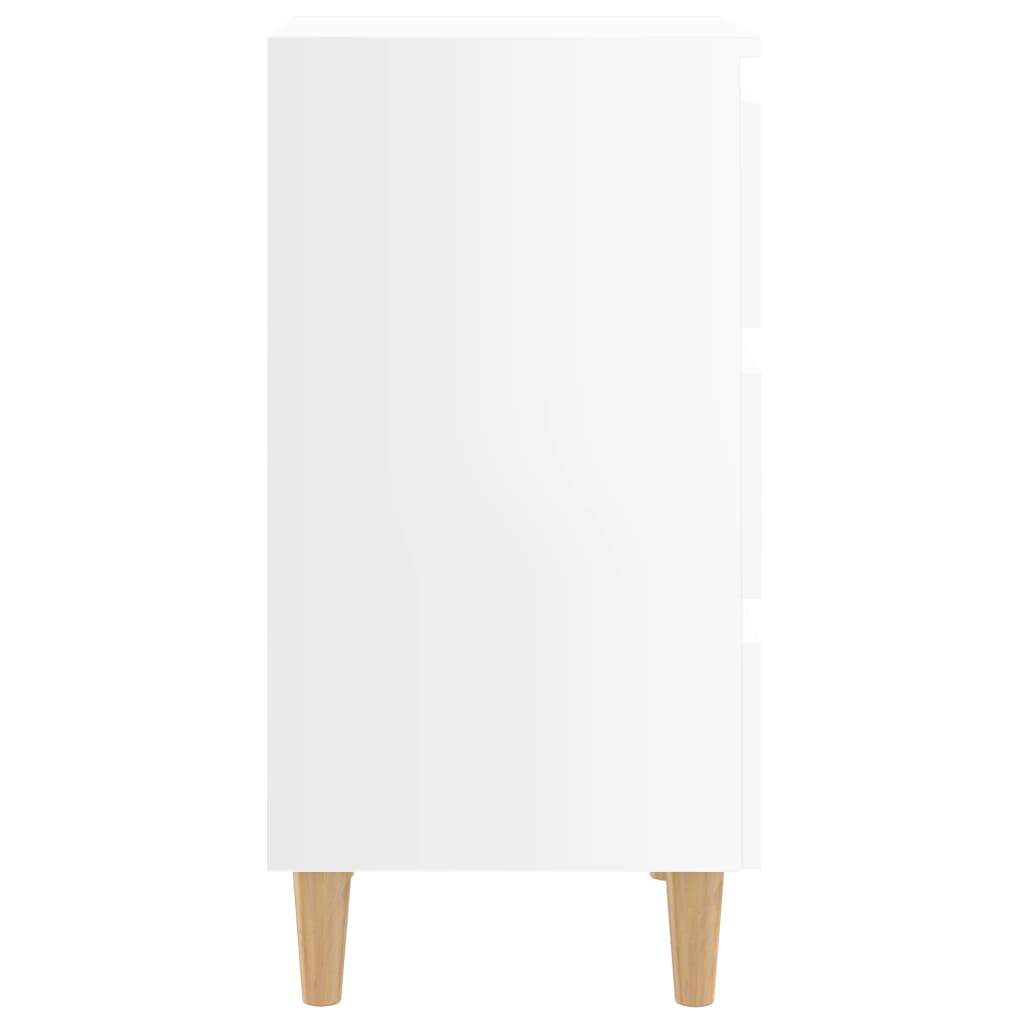 Table de chevet avec pieds en bois blanc brillant 40x35x69 cm - XIOS