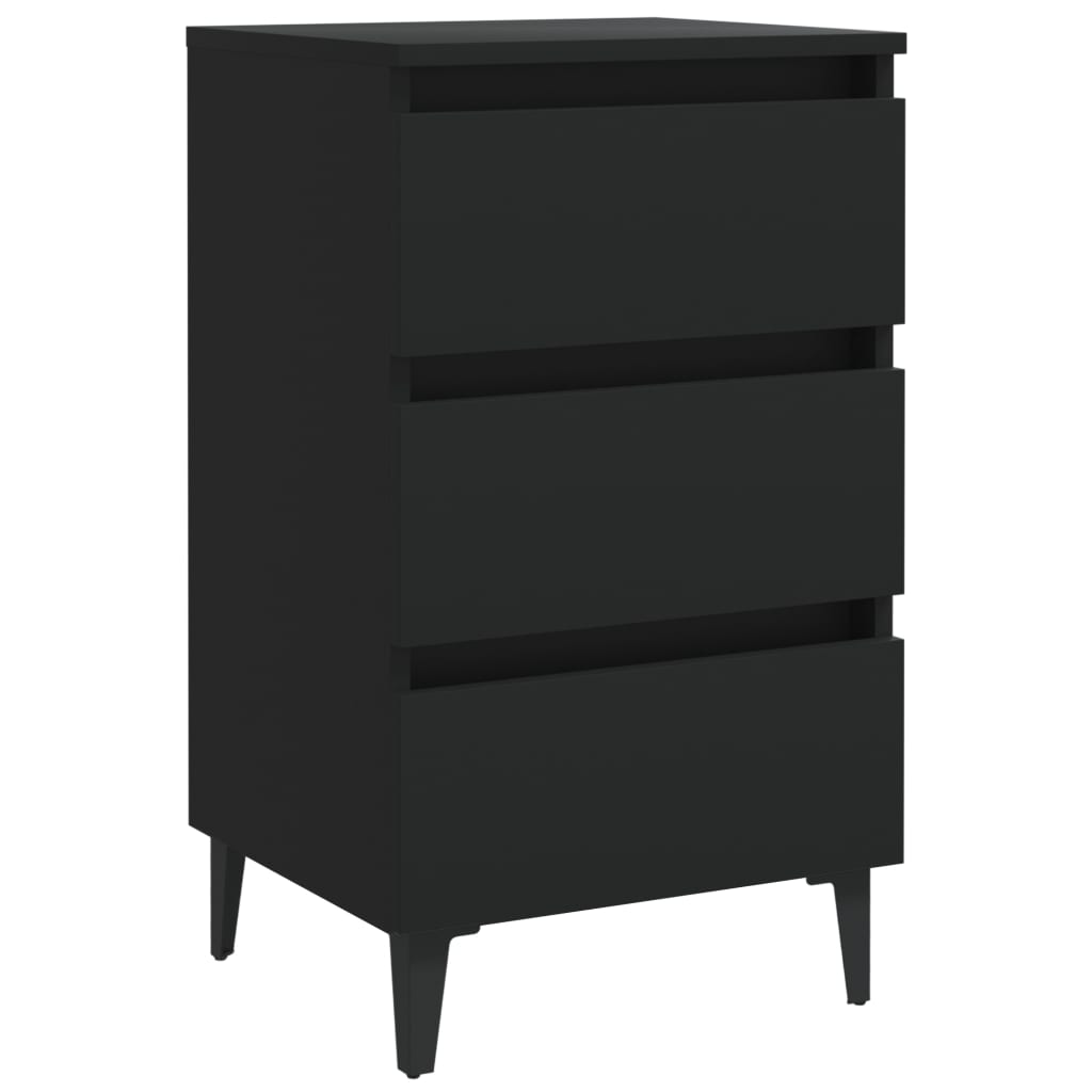 Table de chevet avec pieds en métal noir 40x35x69 cm - XIOS