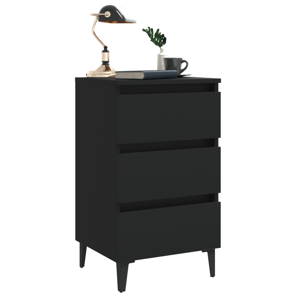 Table de chevet avec pieds en métal noir 40x35x69 cm - XIOS