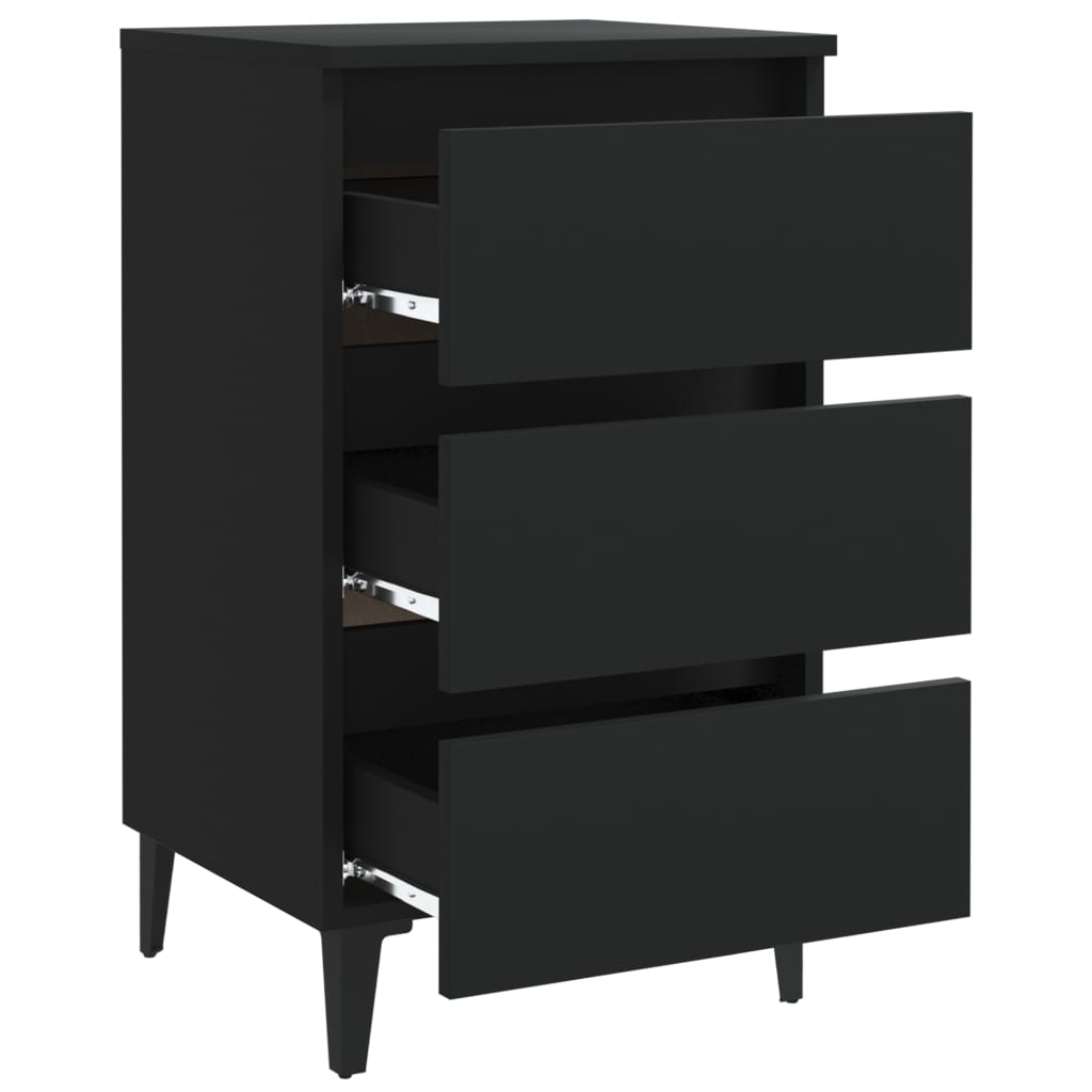 Table de chevet avec pieds en métal noir 40x35x69 cm - XIOS
