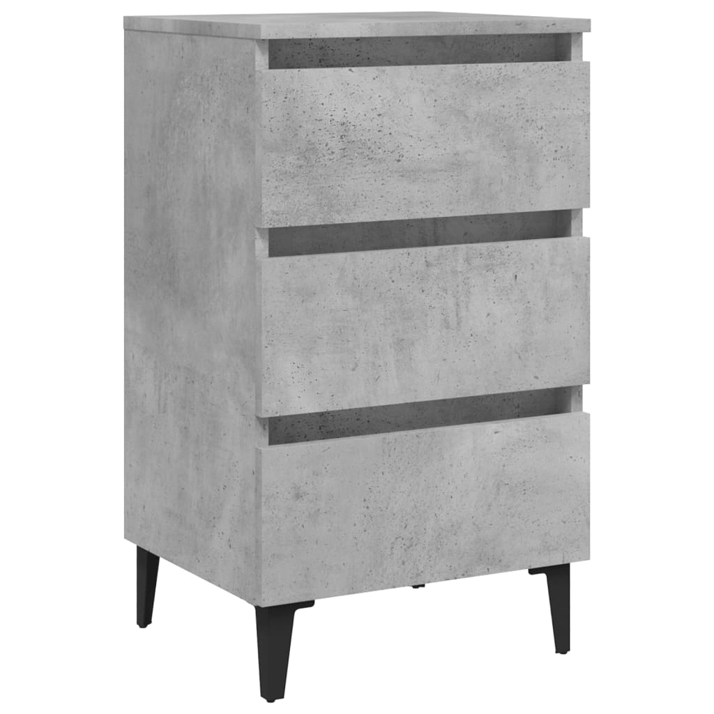 Table de chevet avec pieds en métal gris béton 40x35x69 cm - XIOS