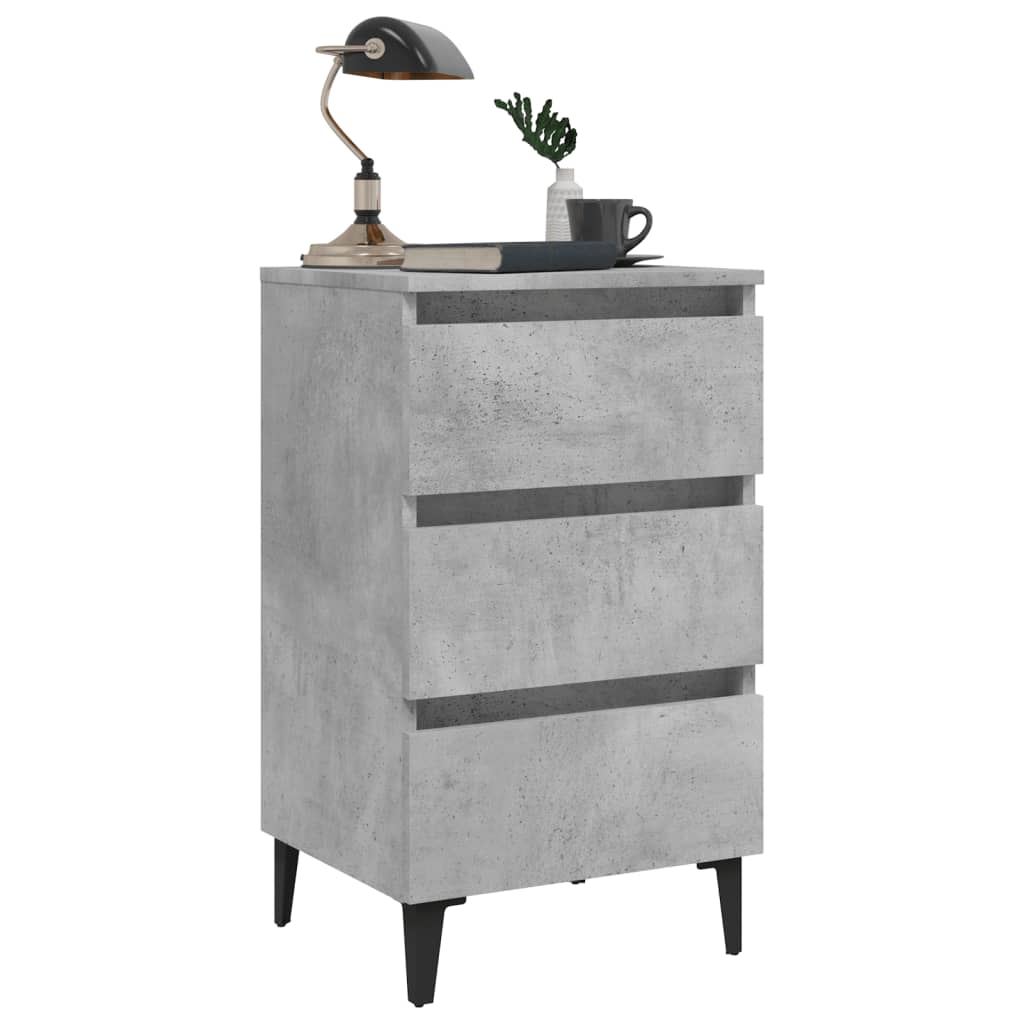 Table de chevet avec pieds en métal gris béton 40x35x69 cm - XIOS