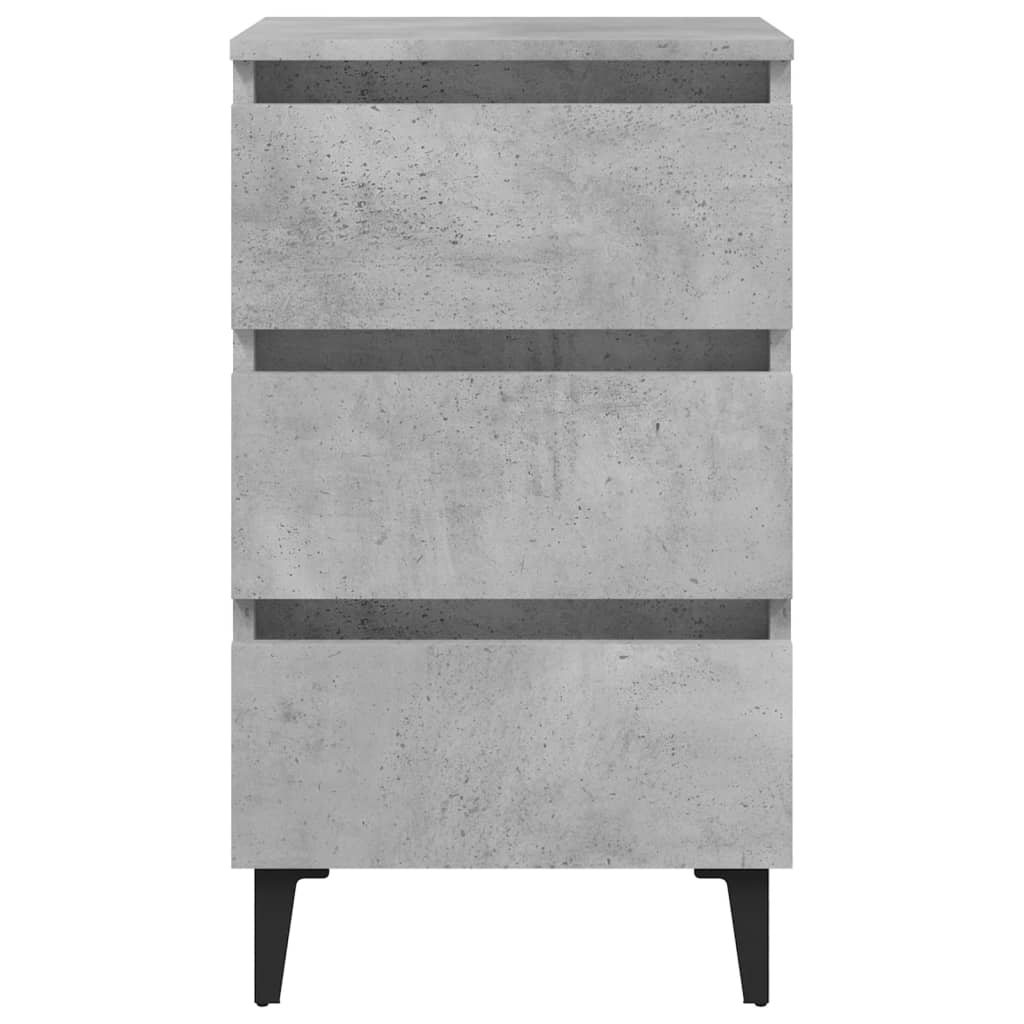 Table de chevet avec pieds en métal gris béton 40x35x69 cm - XIOS